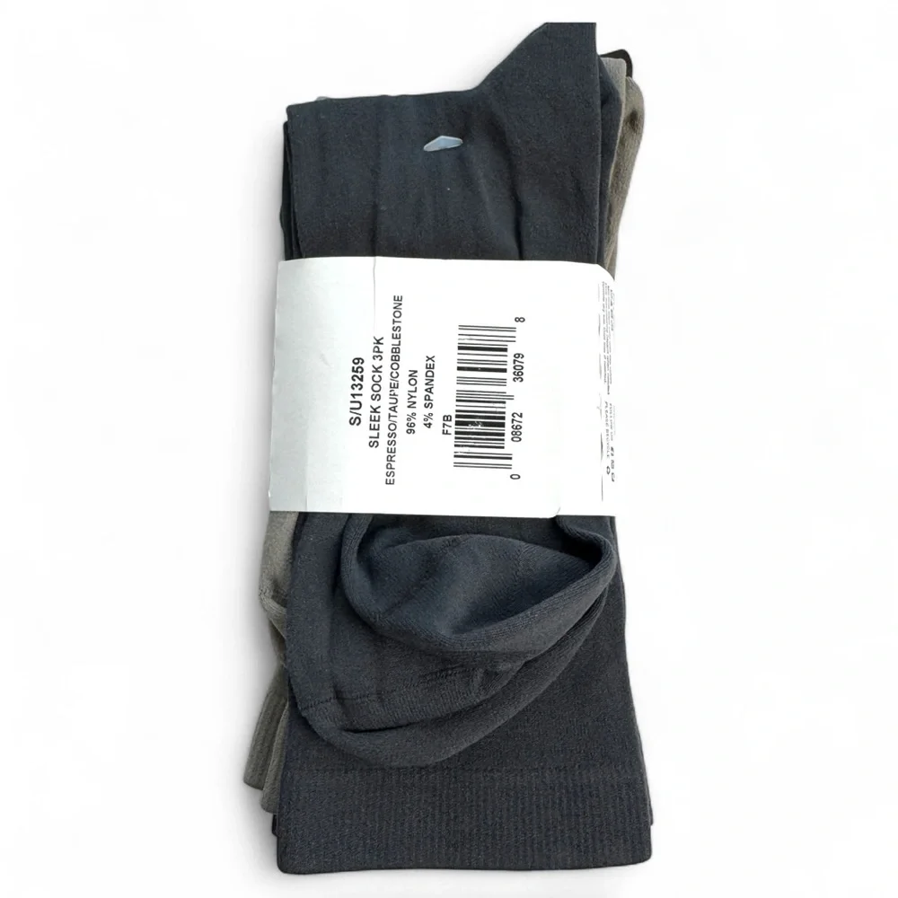 HUE Womens Sleek‎ Socks One Size Fits Most Brown Gray 3 Pair Pack
